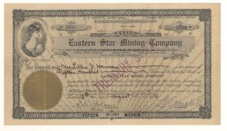 1914 Eastern Star Mining Company Stock Certificate 1098 photo