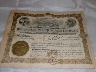Antique Stock Certificate 1907 Mining photo