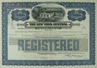 S1001 York Central Railroad Company Series C Mortgage Bond Certificate Blue photo
