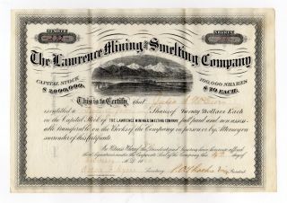 1880 The Lawrence Mining And Smelting Company Stock Certificate photo