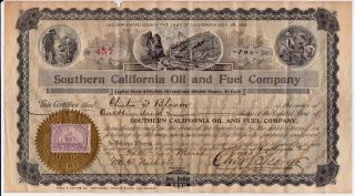 Southern California Oil And Fuel Company Stock Certificate,  1899 photo
