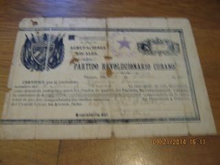 1895 Certificate For $2 Donation To Committee Of Tampa Treasury Against Spanish photo