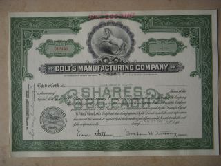 Colt ' S Manufacturing Company Old Stock Certificate D12443 For 100 Shares 1949 photo