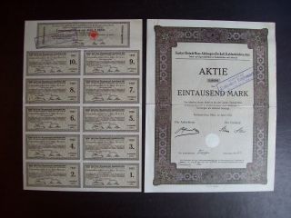 Germany 1922 Bond Certificate Gustav Stein Zigarettenfabrik Kaldenkirchen.  A9794 photo