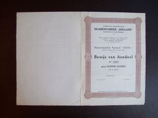 Netherlands 1926 Bond Uncirculated With Coupons Sigarenfabriek Holland.  A9789 photo