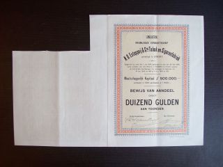 Netherlands 1918 Bond Certificate N.  O.  Estoppeij Tabak Sigaren Utrecht.  A9785 photo