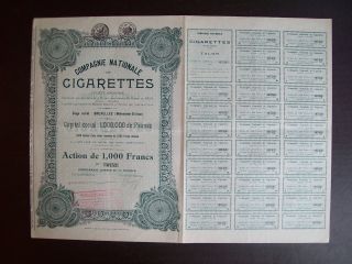 Belgium 1927 Bond - Compagnie Nationale De Cigarettes - With Coupons.  A9768 photo