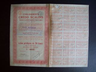Belgium 1921 Bond - Credo Scaldis Tabacs Cigares Anvers - With Coupons.  A9767 photo