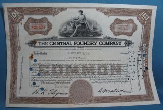 Vintage Central Foundry Company Maine 50 Shares Common Stock Certificate 1952 photo