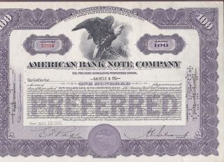 1952 American Bank Note Company Stock Certificate photo