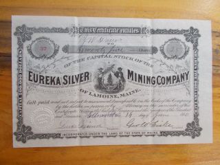 Eureka Silver Mining Company Of Lamoine,  Maine 1880 photo
