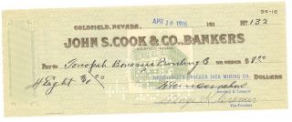 1916 Reorganized Cracker Jack Mining Co.  - Check 132 - Goldfield,  Nevada photo