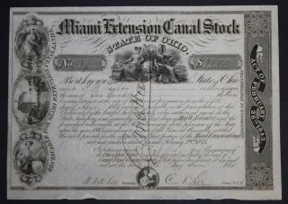 Miami Extension Canal 1845 Capital Stock Certificate photo