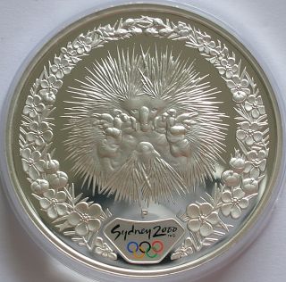 2000 Australia Sydney Olympics 1oz Silver Proof 5 Dollars Coin Echidna photo