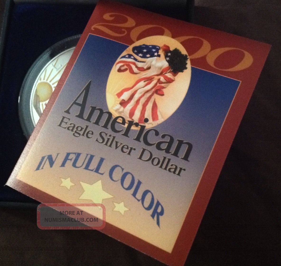 2000 American Eagle Silver Dollar In Full Color W Box uncirculated-2000-american-eagle-silver-dollar