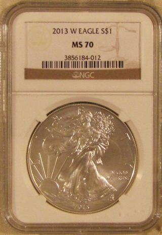 2013 W Silver American Eagle 1 Oz Ngc Ms 70 (burnished) photo