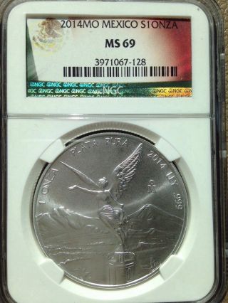 2014 - 1 Oz Mexico Libertad Ngc - Ms 69 Bullion Fine Silver Coin photo