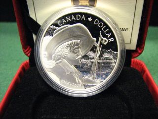 2008 Canada Proof Dollar 400th Anniversary Quebec Silver Coin W Plush Box & photo