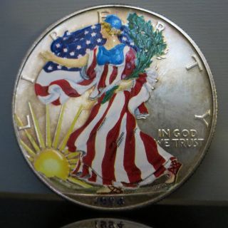 1994 Colorized American Eagle Silver $1 Dollar Coin - / photo