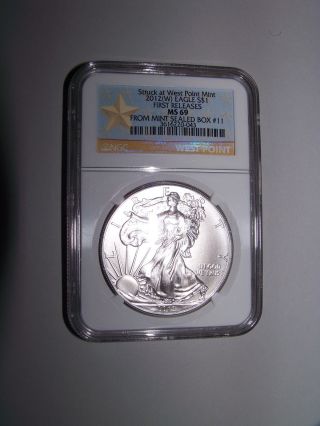 2012 W Silver Eagle First Release,  Box 11 Ngc Ms69 photo