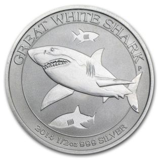 2014 1/2 Oz Silver Australian Great White Shark - Ready To Ship photo