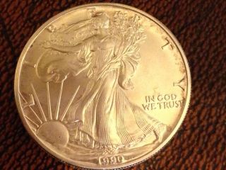 1990 $1 Silver Eagle Coin Slight Toning photo