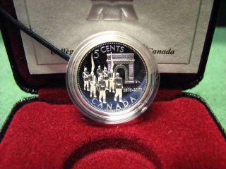 2001 Canada Silver 5 Cents Royal Military College Silver Coin W Plush Box & photo