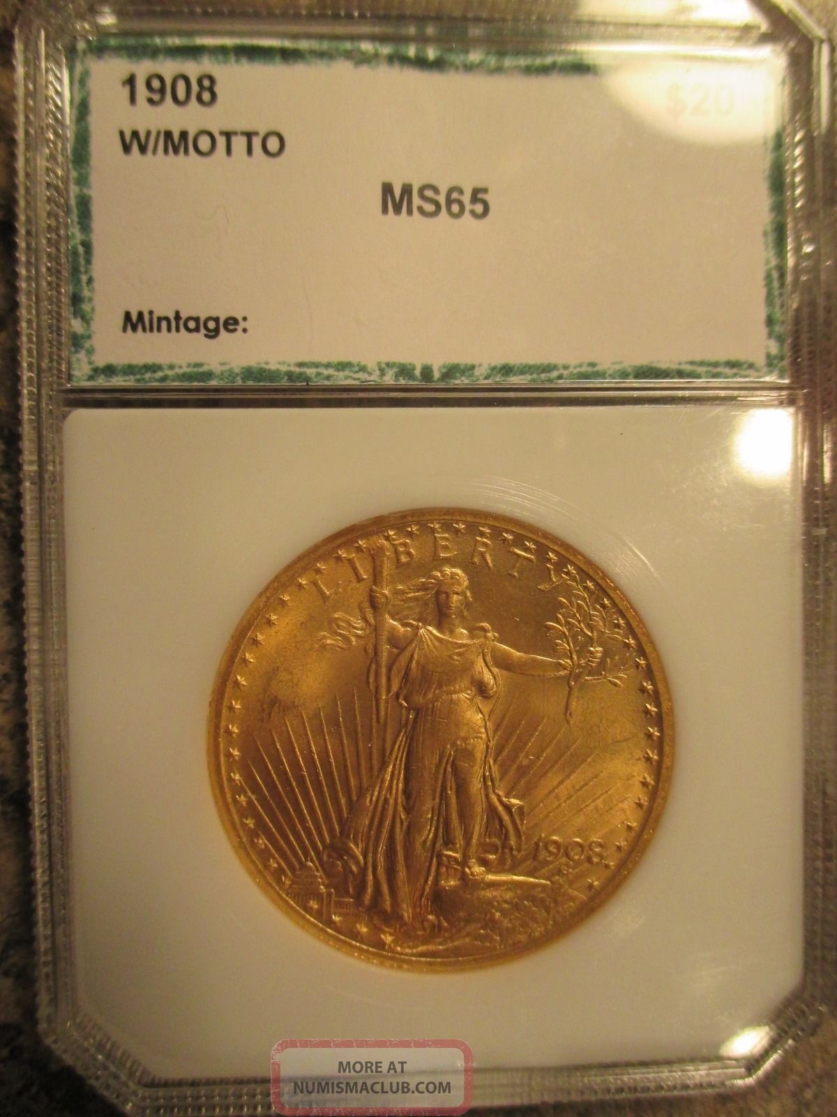 1908 20 Gold St Gaudens Choice Bu Unc Ms Flashy