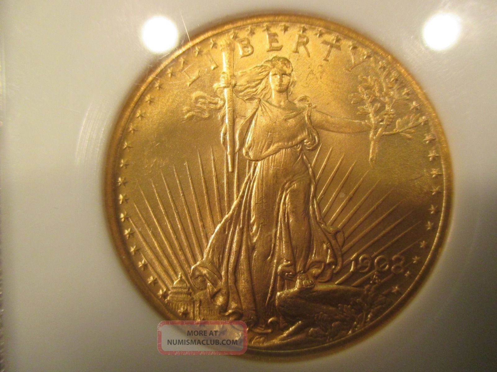 1908 20 Gold St Gaudens Choice Bu Unc Ms Flashy