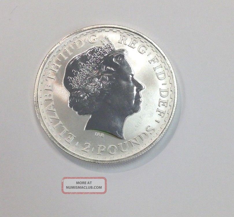 1999 Uk Britannia Silver 2 Pounds Coin In Airtight Capsule