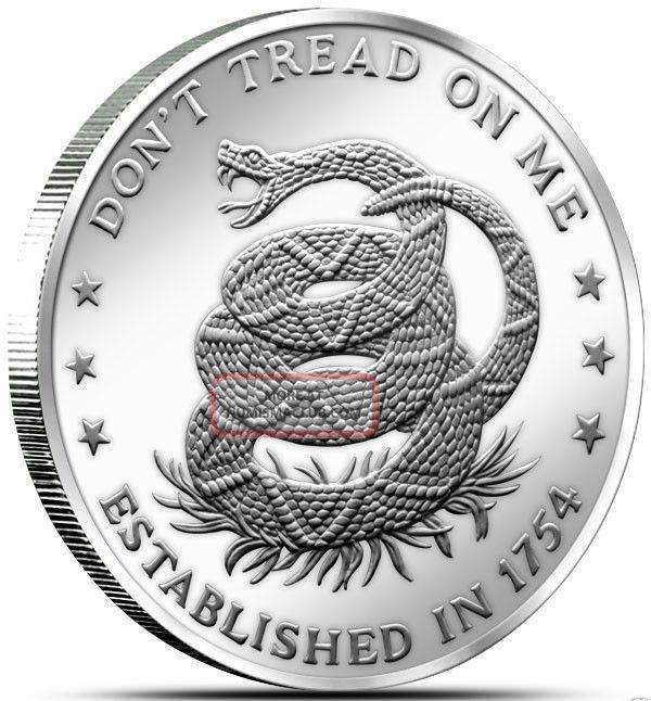 2022 Golden State Mint 1 Oz Don’t Tread On Me BU Silver Round – .999 Fine, Capsule Included