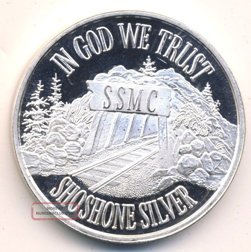 1994 Shoshone Silver Mining Ssmc. 999 Art Round In God We Trust Only 1 Nr
