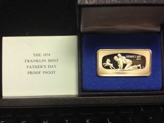 1974 Franklin Father ' S Day Ingot.  1000 Grains Sterling Silver photo