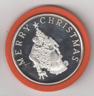 Vintage Merry Christmas - 1 Oz.  999 Fine Silver Art Round photo