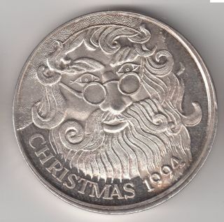 1994 Vintage Merry Christmas Design - 1 Oz.  999 Fine Silver Art Round photo