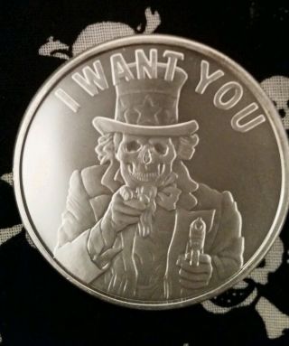 1 Oz.  999 Silver Slave Uncle I Want You Silver Bullet Silver Shield Round U60 photo