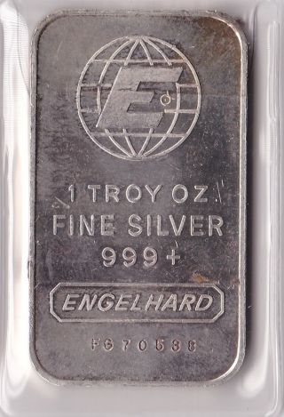 Engelhard 1 Troy Ounce.  999 Fine Silver Bar Fg70538 photo