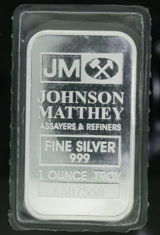 Johnson Matthey Fine Silver 1oz.  999 Uncirculated Bar photo