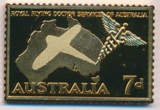 Australia: 1988 24ct Gold On Stg Silver Stamp $99.  50 Issue Price - Flying Doctor photo