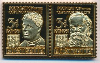 Australia: 1988 24ct Gold On Stg Silver Stamp $99.  50 Issue Price - Commonwealth photo