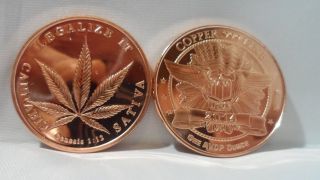 1 Oz.  Legalize It.  999 Fine Copper Bullion Round photo