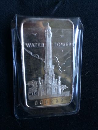 Chicago Water Tower 1 Oz.  999 Silver Art Bar Switzerland 1973 photo