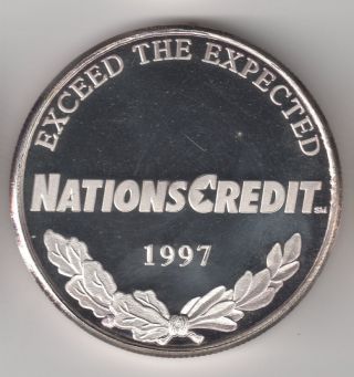 1997 Exceed The Expected Nations Credit - 1 Oz.  999 Fine Silver Art Round photo