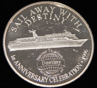Sail Away With Destiny Telecom International 1996 1 Oz.  999 Fine Silver photo