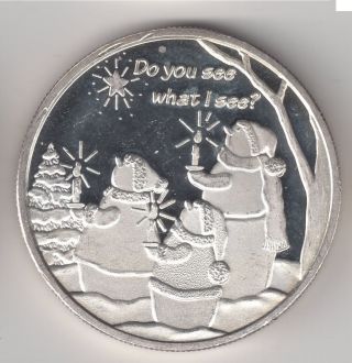 2007 Vintage Merry Christmas Design - 1 Oz.  999 Fine Silver Art Round photo