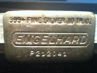 Engelhard Old Poured 10 Oz.  999 Silver Bar photo