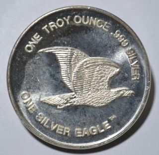 Silver Trade Unit 1 Troy Oz.  999 Fine Silver Round Lustrous Flying Eagle Bu photo