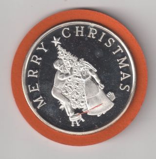 Vintage Merry Christmas - 1 Oz.  999 Fine Silver Art Round photo