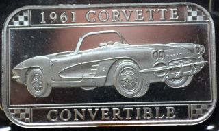 1255 - 1257 - 1 Troy Ounce 999 Fine Silver - 1961 Corvette Convertible photo
