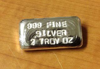 999 Fine Silver Bar 2 (two) Troy Ounces - Hand Poured Item E photo